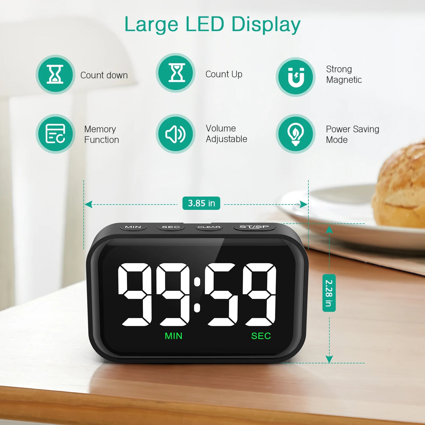 ORIA Magnetic Digital Timer – Countdown & Count Up